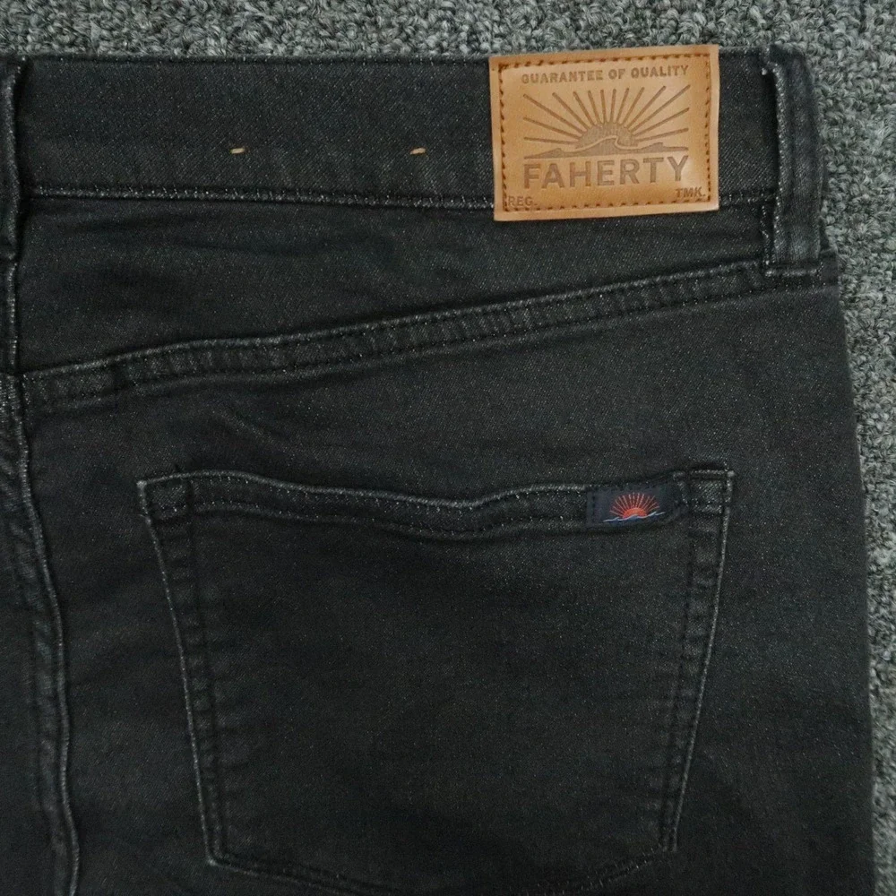 Faherty Pants Mens 32x26‎ Onyx Black Stretch Terry 5 Pocket Straight